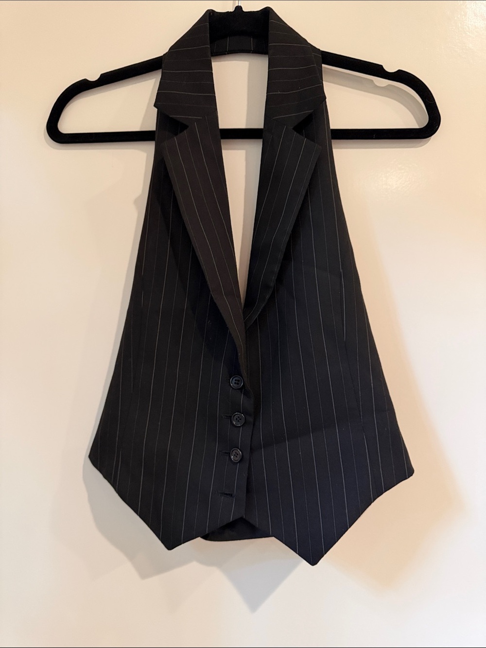 Annabelle Black Pinstripe Tailored Halter neck top Waistcoat Vest
